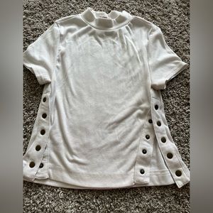 We The Free mock neck cream tee with buttons